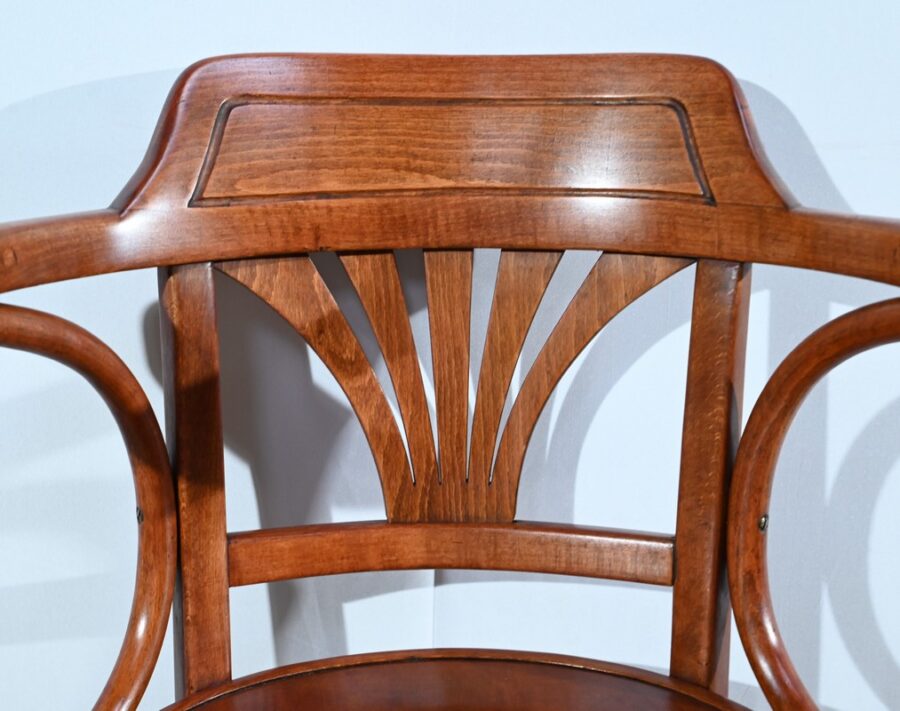 Fauteuil de Bureau en Hêtre, estampillé J&J Kohn – Début XXe – Image 10
