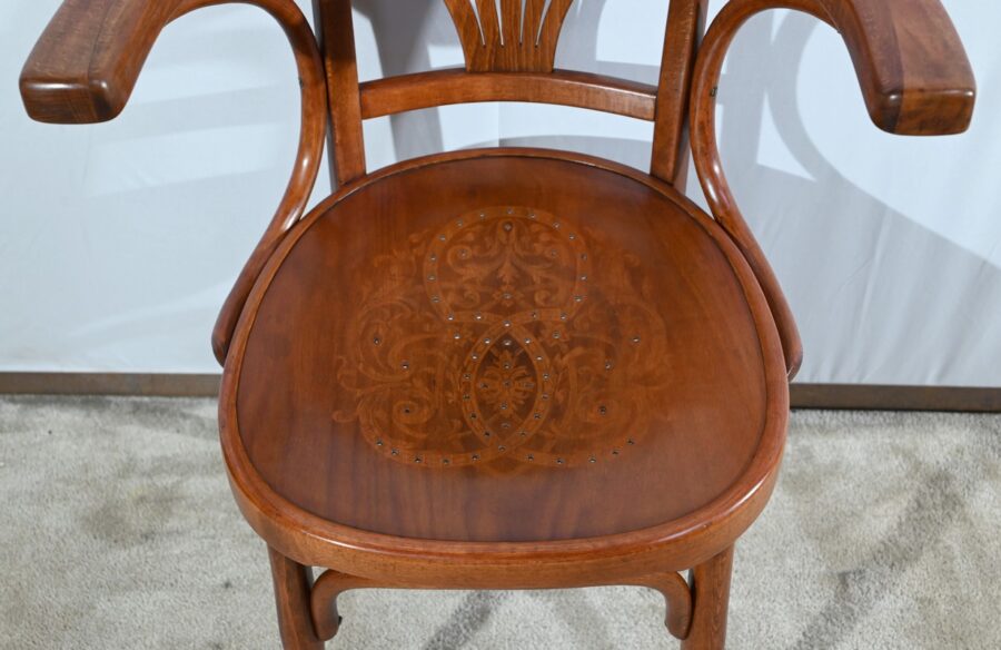 Fauteuil de Bureau en Hêtre, estampillé J&J Kohn – Début XXe – Image 5