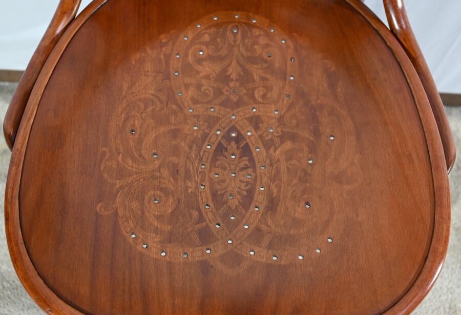Fauteuil de Bureau en Hêtre, estampillé J&J Kohn – Début XXe – Image 6