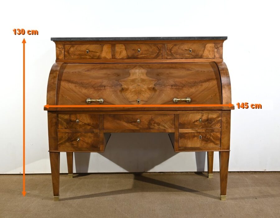Important Bureau Cylindre de Propriété en Noyer, époque Directoire – Début XIXe – Image 3