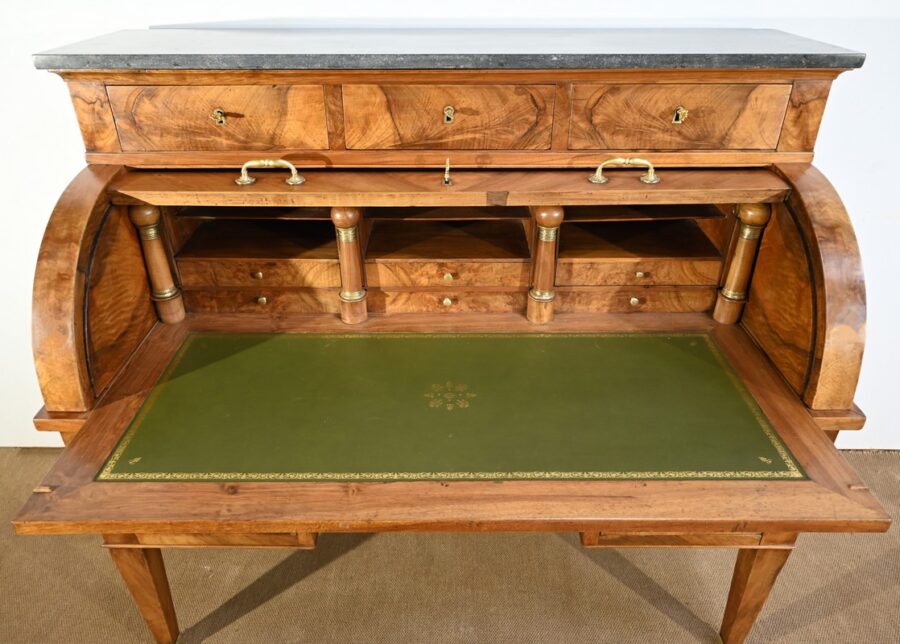 Important Bureau Cylindre de Propriété en Noyer, époque Directoire – Début XIXe – Image 33
