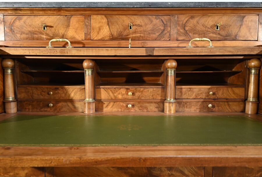 Important Bureau Cylindre de Propriété en Noyer, époque Directoire – Début XIXe – Image 38