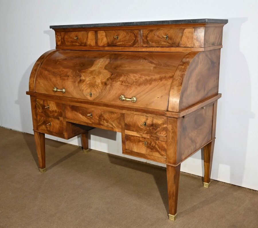 Important Bureau Cylindre de Propriété en Noyer, époque Directoire – Début XIXe – Image 5