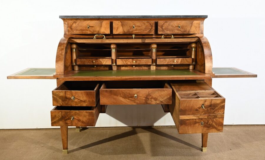 Important Bureau Cylindre de Propriété en Noyer, époque Directoire – Début XIXe – Image 6