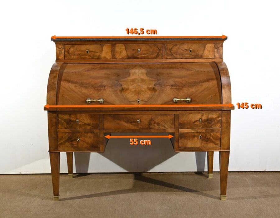 Important Bureau Cylindre de Propriété en Noyer, époque Directoire – Début XIXe – Image 56