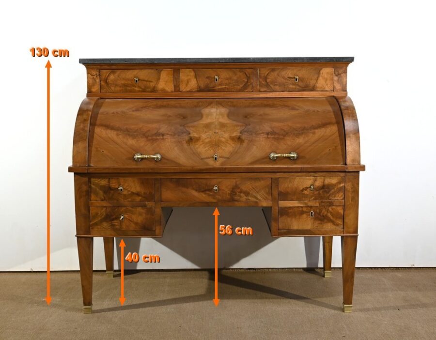Important Bureau Cylindre de Propriété en Noyer, époque Directoire – Début XIXe – Image 58