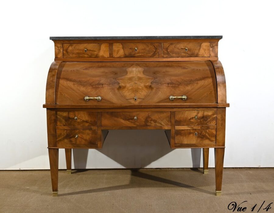 Important Bureau Cylindre de Propriété en Noyer, époque Directoire – Début XIXe – Image 8
