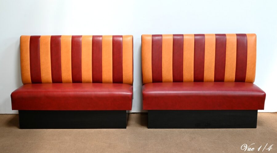 Paire de Banquette de Bistrot en Simili Cuir – 1970 – Image 5