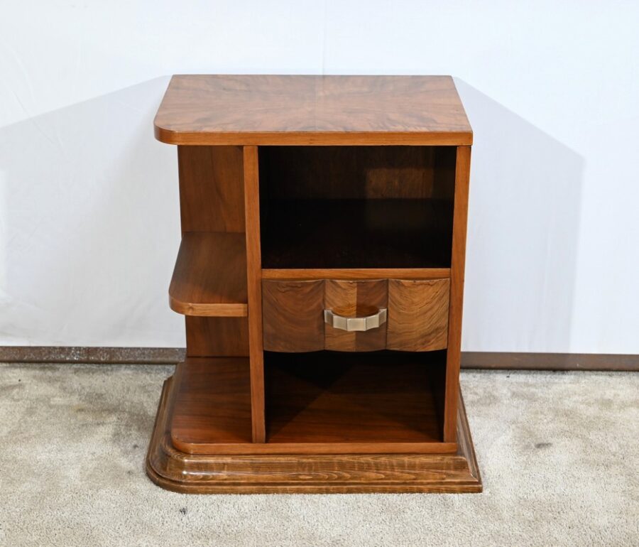 Petite Table de Chevet en Noyer, Art Déco – 1920