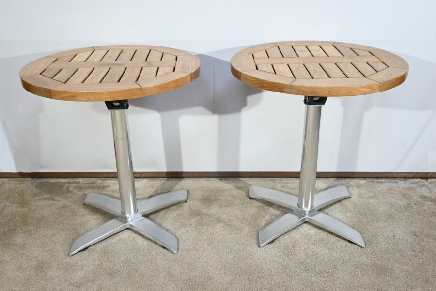 Tables de Bistrot en Frêne, estampillées R.Vlaemynck – Fin XXe