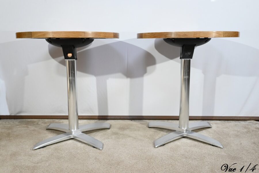 Tables de Bistrot en Frêne, estampillées R.Vlaemynck – Fin XXe – Image 10