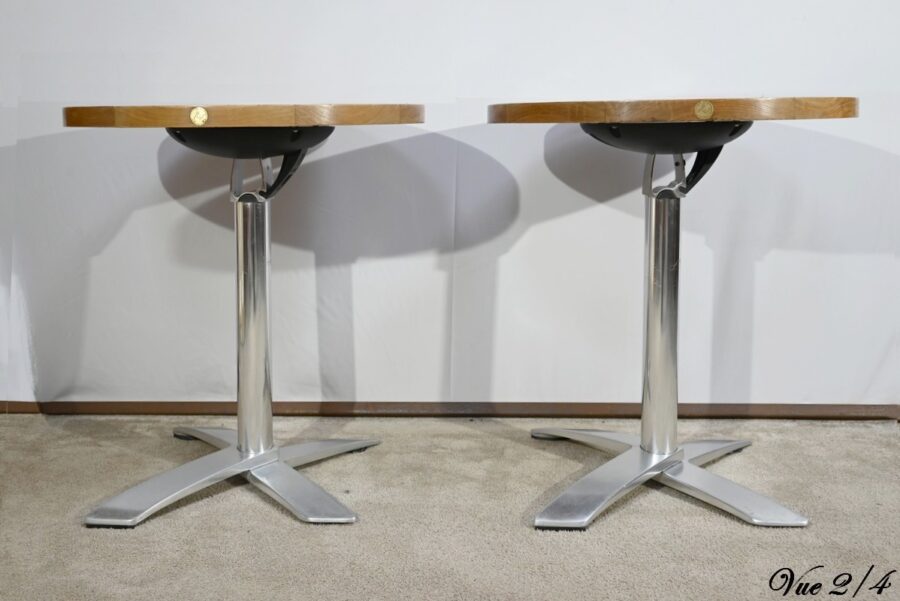 Tables de Bistrot en Frêne, estampillées R.Vlaemynck – Fin XXe – Image 11