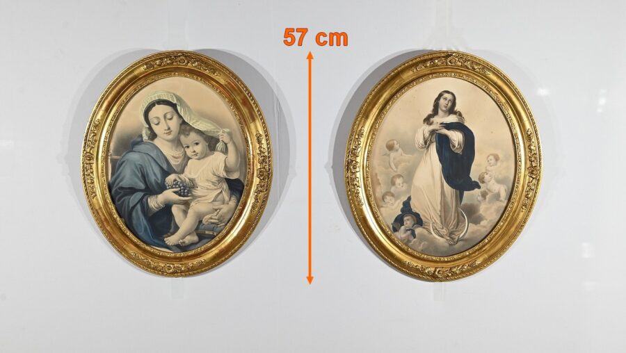 Paire d’Importantes Gravures « L’Immaculée Conception » - Fin XIXe – Image 2