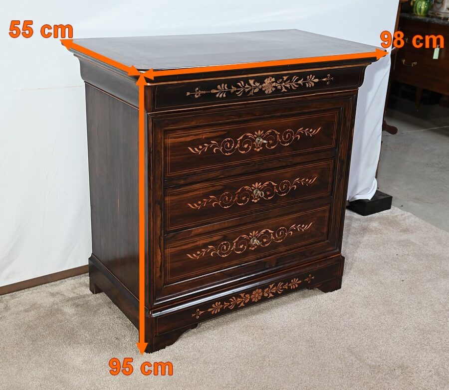 Petite Commode en Palissandre de Rio et Marqueteries, époque Charles X - Début XIXe – Image 24
