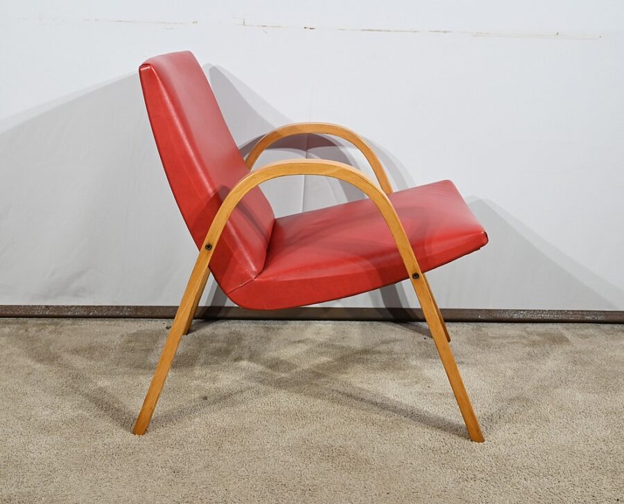 Fauteuil Bow Wood par Hugues Steiner – 1950 – Image 3