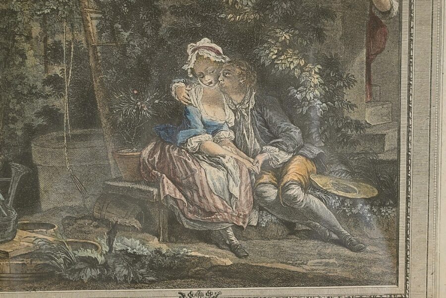 Gravure en Couleur « Le Jardinier Galant », d'après I.S Helman – 1900 – Image 5