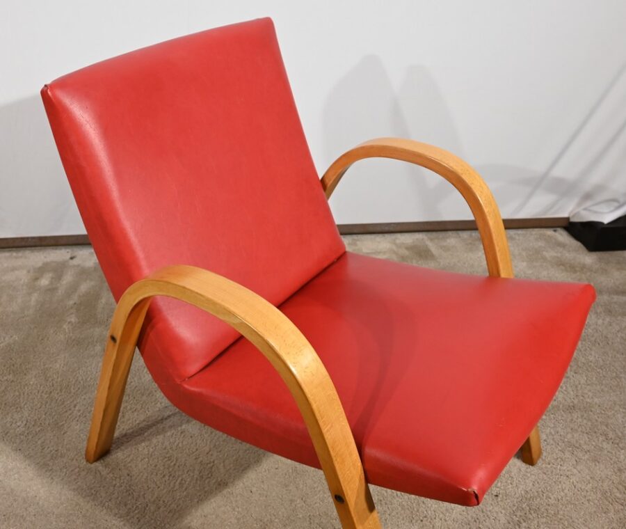 Fauteuil Bow Wood par Hugues Steiner – 1950 – Image 6