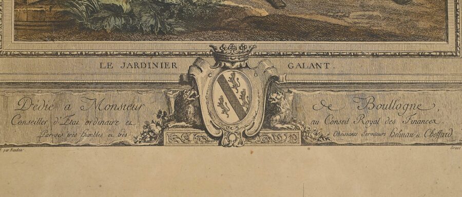 Gravure en Couleur « Le Jardinier Galant », d'après I.S Helman – 1900 – Image 9