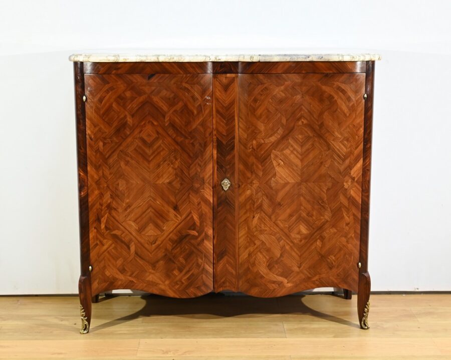 Buffet à Hauteur d’Appui en Bois de Rose et Palissandre, style Louis XV – Début XXe