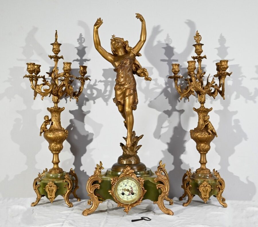 Importante Garniture de Cheminée « La Nuit », signée H.Kossowski II – 1900