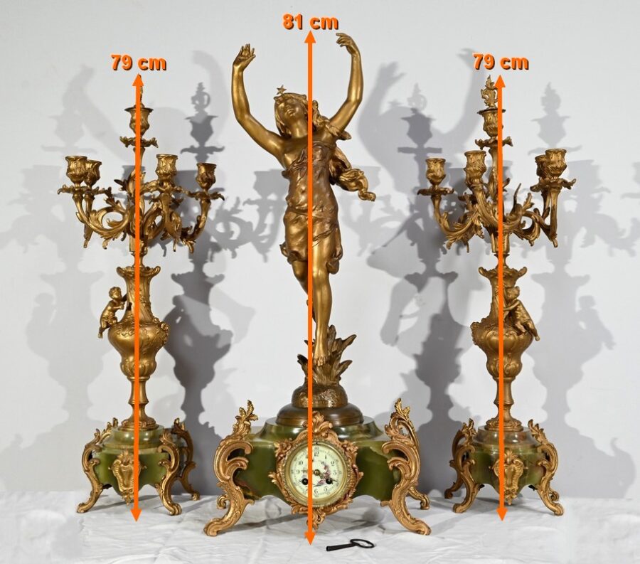 Importante Garniture de Cheminée « La Nuit », signée H.Kossowski II – 1900 – Image 2