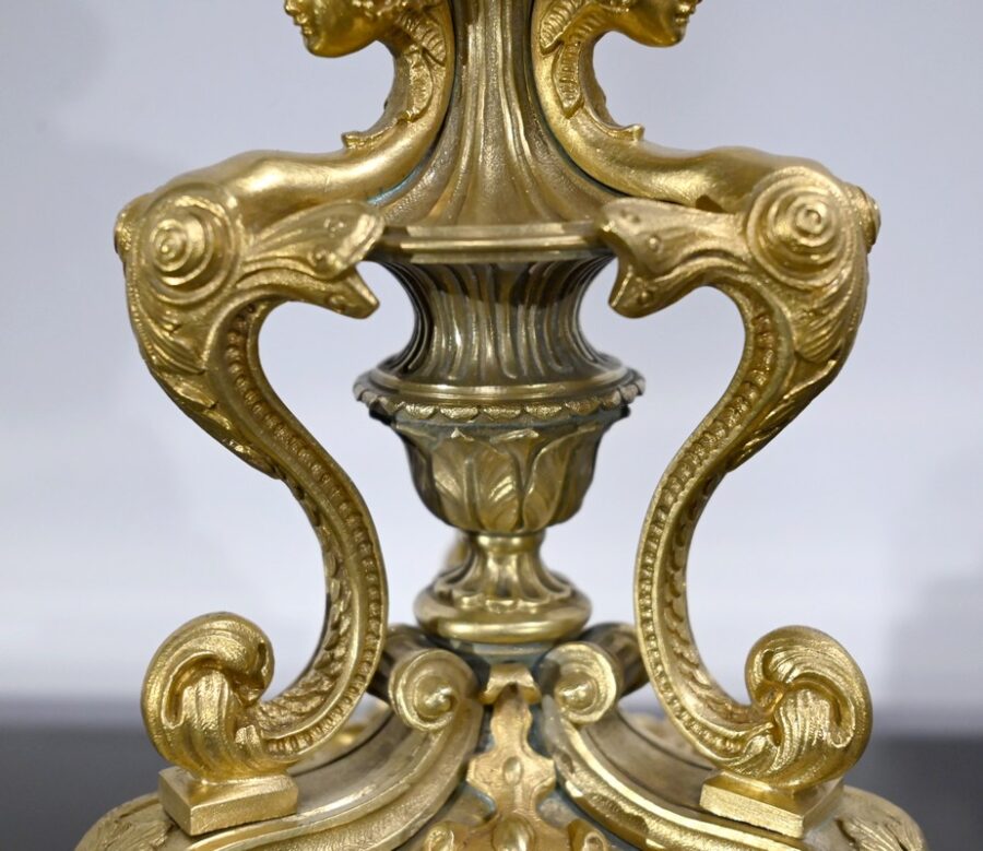 Paire de Candélabres en Bronze Doré, époque Restauration – Début XIXe – Image 15