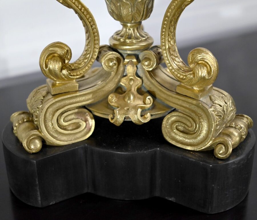 Paire de Candélabres en Bronze Doré, époque Restauration – Début XIXe – Image 17