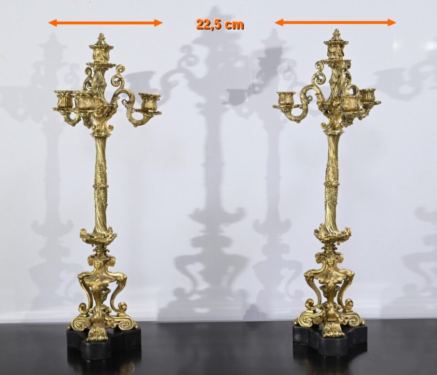 Paire de Candélabres en Bronze Doré, époque Restauration – Début XIXe – Image 20