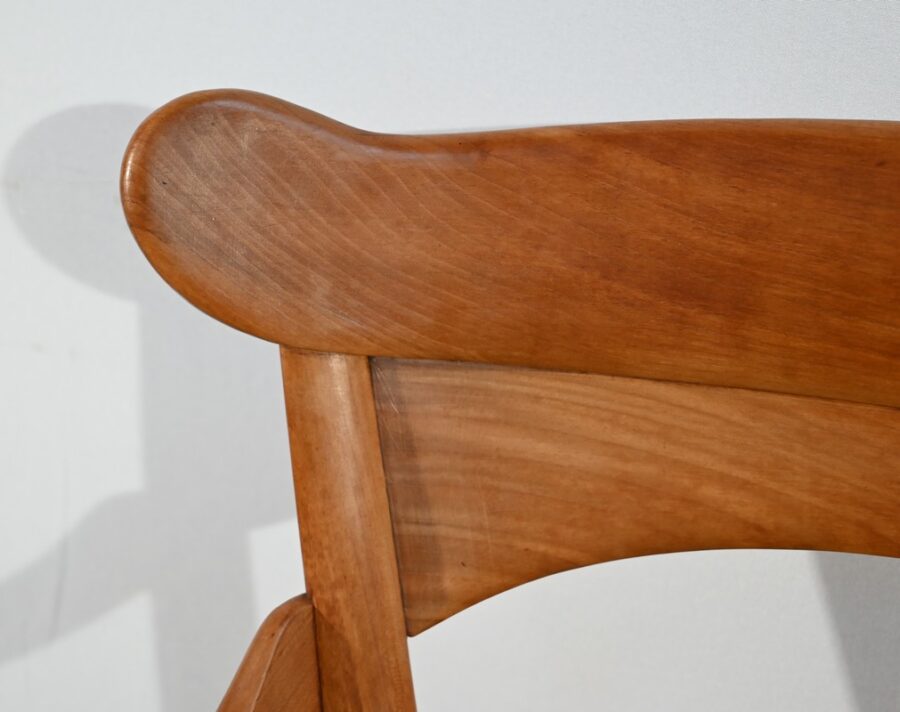 Paire de Fauteuils de Propriété en Merisier Massif, époque Restauration – 1ère Partie XIXe – Image 11