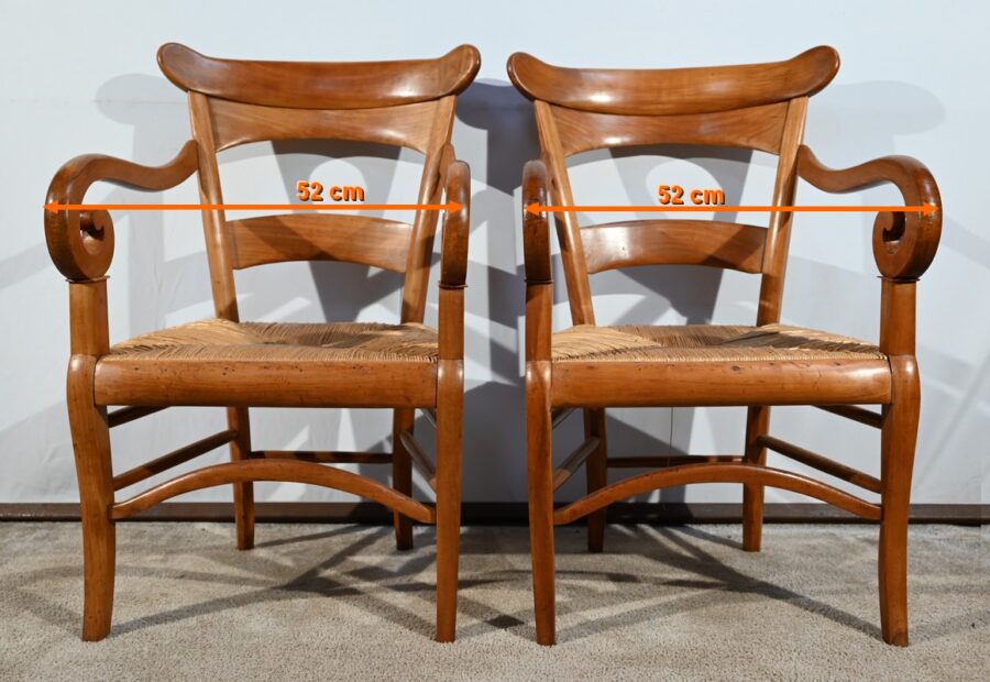 Paire de Fauteuils de Propriété en Merisier Massif, époque Restauration – 1ère Partie XIXe – Image 20