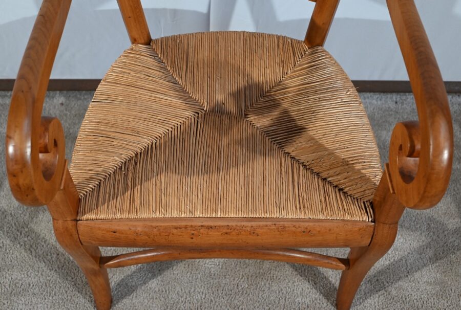 Paire de Fauteuils de Propriété en Merisier Massif, époque Restauration – 1ère Partie XIXe – Image 5