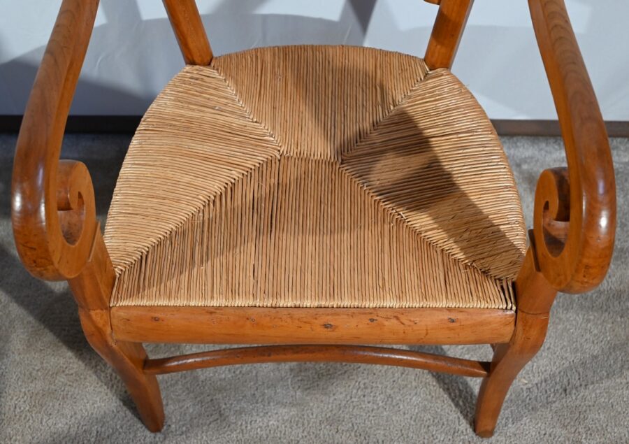 Paire de Fauteuils de Propriété en Merisier Massif, époque Restauration – 1ère Partie XIXe – Image 7