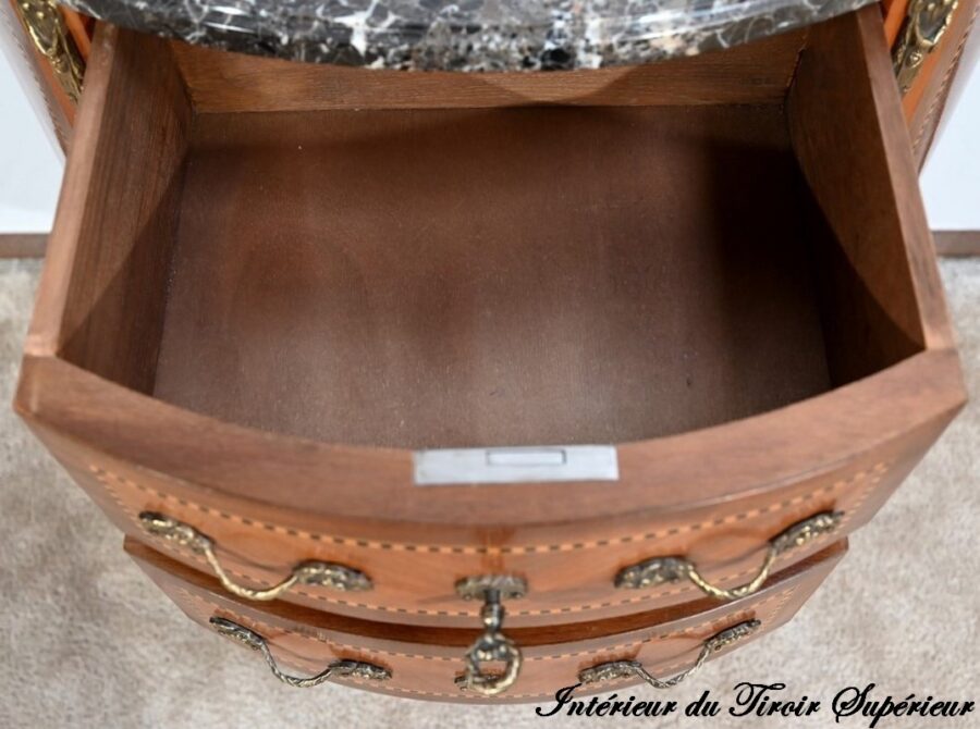 Petite Commode Demi-Lune en Bois de Rose, style Transition Louis XV/Louis XVI – 1ère Partie XXe – Image 21