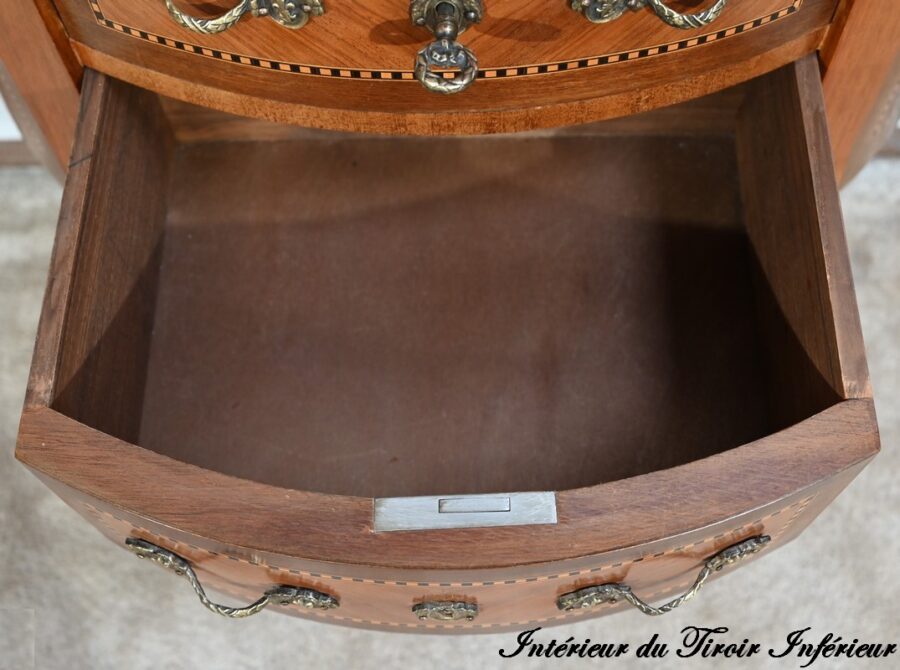 Petite Commode Demi-Lune en Bois de Rose, style Transition Louis XV/Louis XVI – 1ère Partie XXe – Image 22