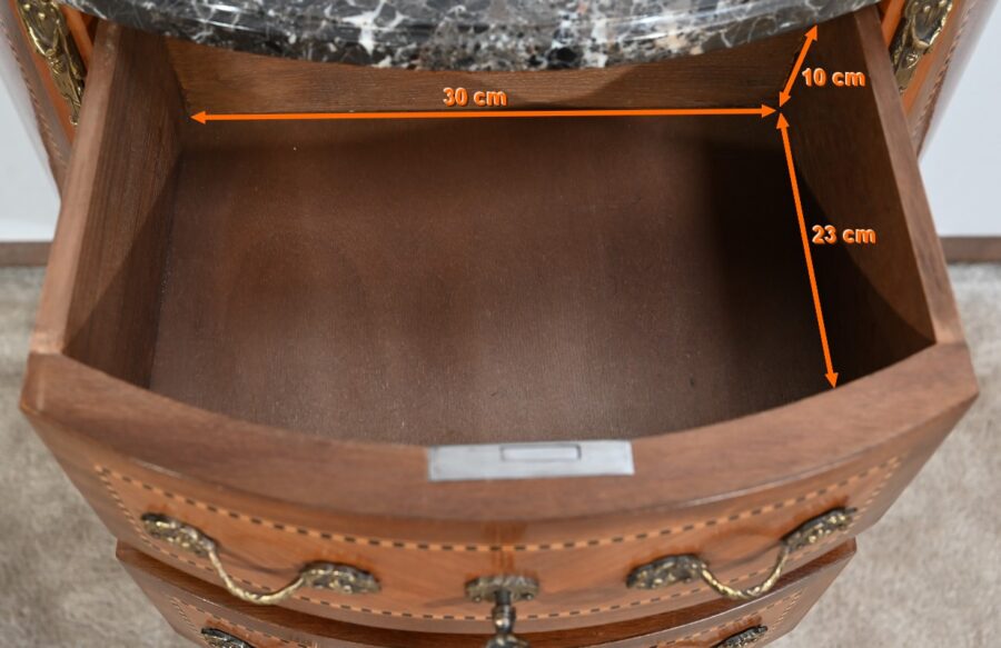 Petite Commode Demi-Lune en Bois de Rose, style Transition Louis XV/Louis XVI – 1ère Partie XXe – Image 26