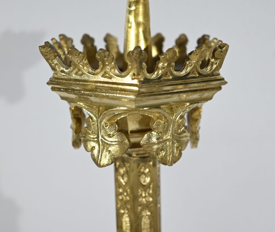 Pique-Cierge en Bronze Doré – 2ème Moitié XIXe – Image 8