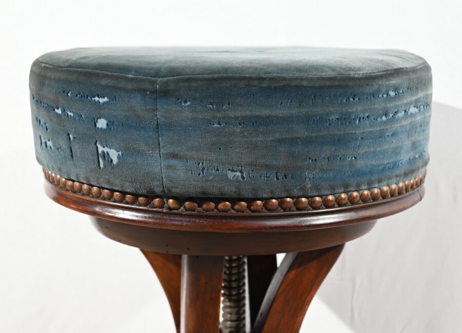Tabouret de Piano en Hêtre Teinté – 1900 – Image 11