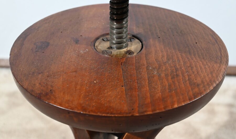 Tabouret de Piano en Hêtre Teinté – 1900 – Image 7
