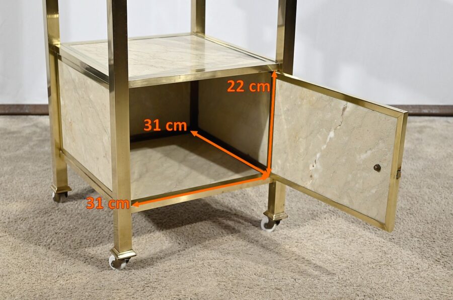 Petit Meuble Chevet en Marbre et Laiton - Début XXe – Image 17