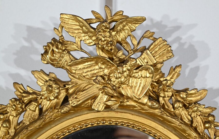 Miroir Ovale en Bois Doré, style Louis XVI – 2ème partie XIXe – Image 4