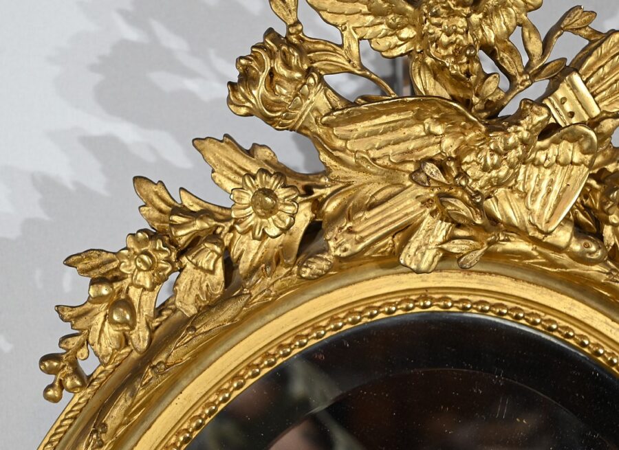 Miroir Ovale en Bois Doré, style Louis XVI – 2ème partie XIXe – Image 5