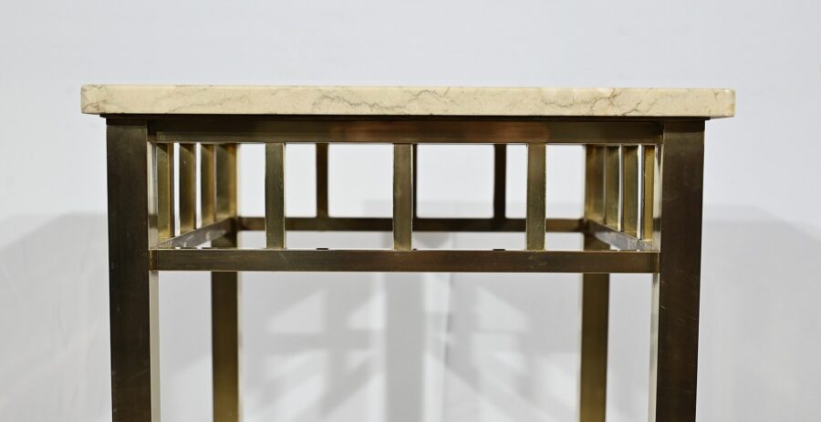 Petit Meuble Chevet en Marbre et Laiton - Début XXe – Image 6