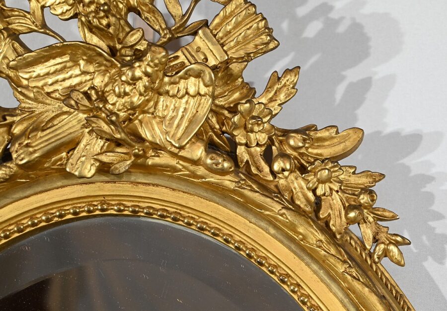 Miroir Ovale en Bois Doré, style Louis XVI – 2ème partie XIXe – Image 6
