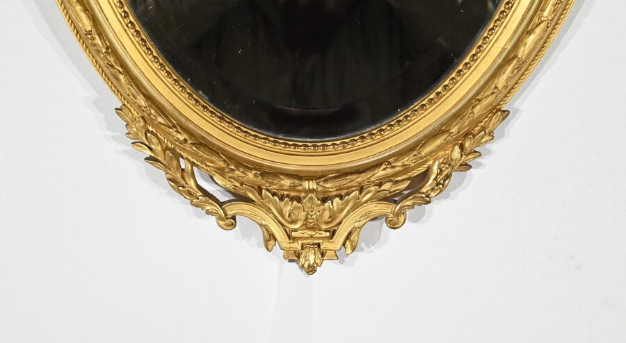 Miroir Ovale en Bois Doré, style Louis XVI – 2ème partie XIXe – Image 8
