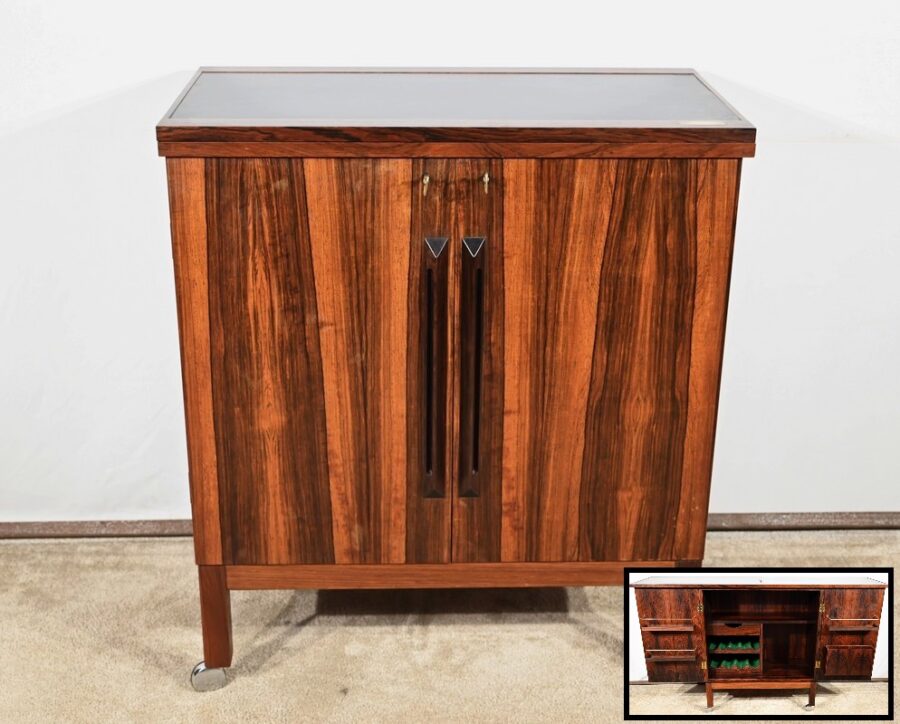 Bar Scandinave à Roulettes en Palissandre de Rio, signé Torbjørn Afdal pour Bruksbo – 1960
