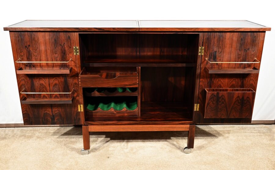 Bar Scandinave à Roulettes en Palissandre de Rio, signé Torbjørn Afdal pour Bruksbo – 1960 – Image 11