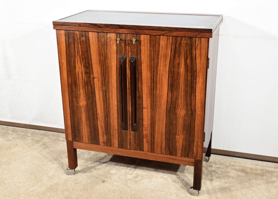 Bar Scandinave à Roulettes en Palissandre de Rio, signé Torbjørn Afdal pour Bruksbo – 1960 – Image 4
