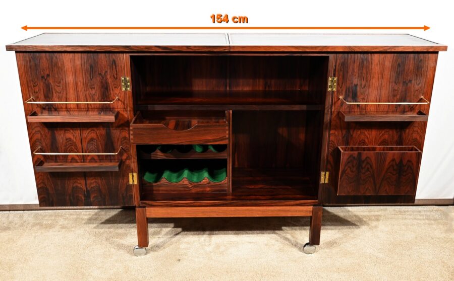 Bar Scandinave à Roulettes en Palissandre de Rio, signé Torbjørn Afdal pour Bruksbo – 1960 – Image 43
