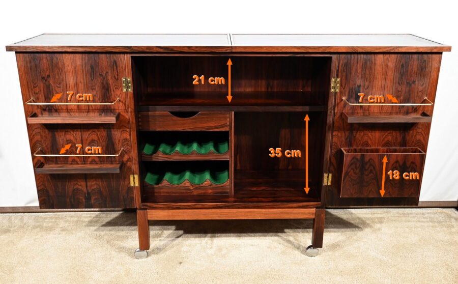 Bar Scandinave à Roulettes en Palissandre de Rio, signé Torbjørn Afdal pour Bruksbo – 1960 – Image 44