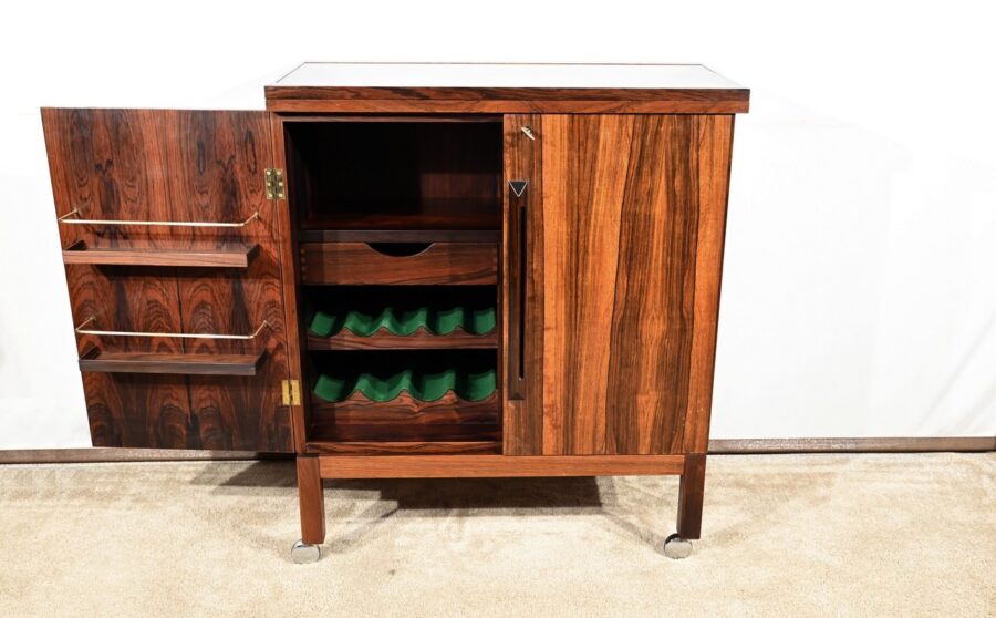 Bar Scandinave à Roulettes en Palissandre de Rio, signé Torbjørn Afdal pour Bruksbo – 1960 – Image 8